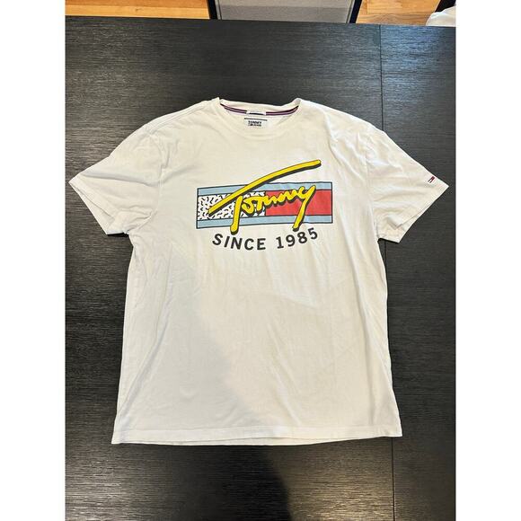 Tommy Hilfiger Neon Script T Shirt Classic White Large - Picture 4 of 10